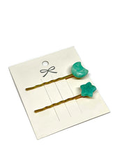 Load image into Gallery viewer, Celestial Moon and Star Crystal Hairpins - Amazonite