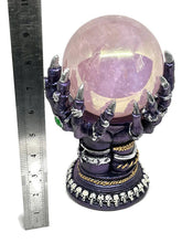 Load image into Gallery viewer, XXL Huge Angel Aura Rose Quartz Crystal Sphere in Spooky Monster Claws Premium Display Stand
