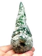Load image into Gallery viewer, Large Hand Carved Natural Moss Agate Druzy Geode Crystal Garden Gnome