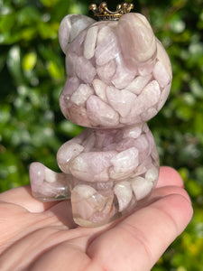 Hand Crafted Pink Kunzite Crystal Resin Teddy Bear