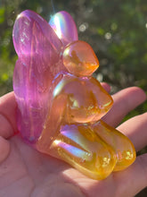 Load image into Gallery viewer, Hand Carved Rose and Golden Sunshine Aura Quartz Crystal Butterfly Fairy Spirit