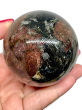 Load image into Gallery viewer, 6.4 CM A Grade Astrophyllite with Garnet Sphere