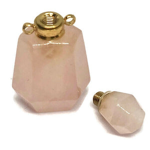 Rose Quartz Crystal Perfume Bottle Pendant