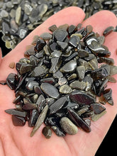 Load image into Gallery viewer, Tumbled Golden Sheen Obsidian Crystal Chips (100g)
