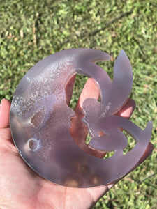 Large Sparkling Druzy Agate Crescent Moon Fairy Carving