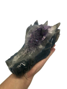 Huge 19.5 Cm Sparkling Amethyst Geode Dragon
