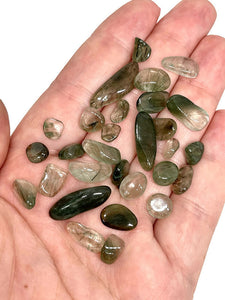 Tumbled Rutilated Green Tourmaline in Quartz Crystal Chips #2 (100g)