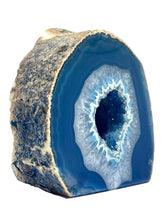 Load image into Gallery viewer, Extra Large Sparkling Blue Agate Druze Geode Cave