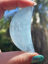 Load image into Gallery viewer, Aquamarine Crystal Crescent Moon Carving #4