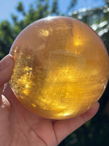 Beautiful A Grade Optical Golden Honey Calcite Sphere