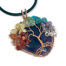Load image into Gallery viewer, Wire Wrapped Seven Chakra Crystal Tree of Life Necklace