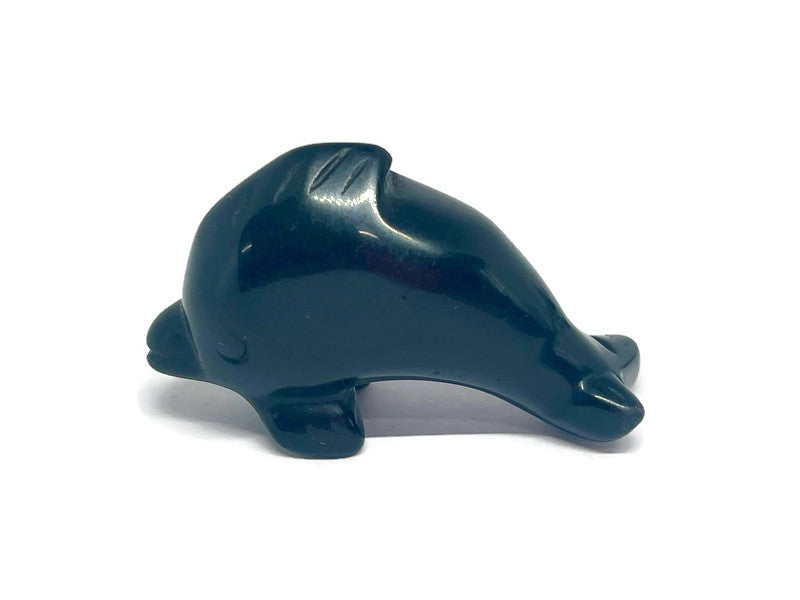 2” Black Agate Dolphin Carving