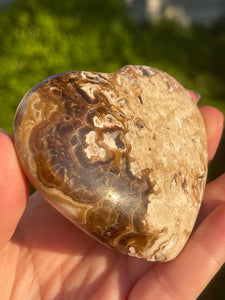 7.7 Cm Polished Aragonite Heart with Natural Caverns inside