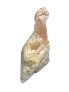 Pink Mexican Crazy Lace Agate Carved Crystal Dinosaur