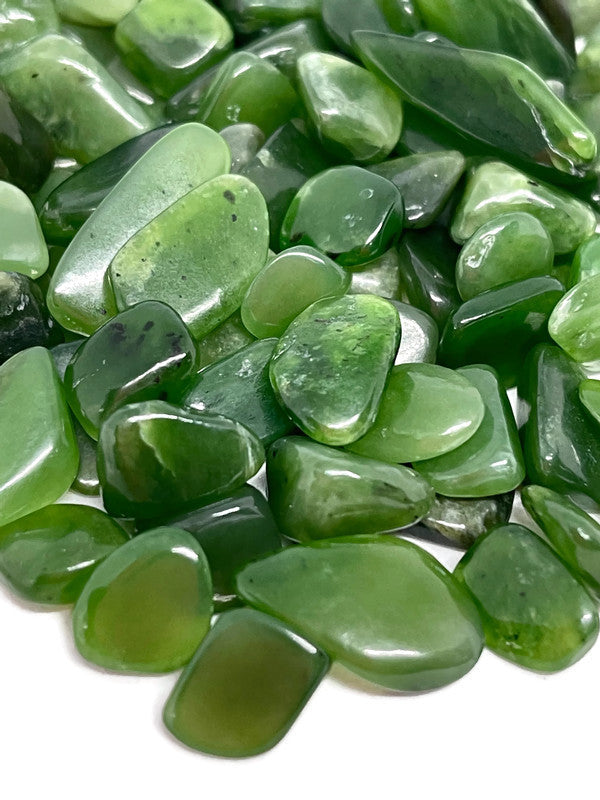 Tumbled Premium Quality Deep Green Nephrite Jade Crystal Chips (100g)